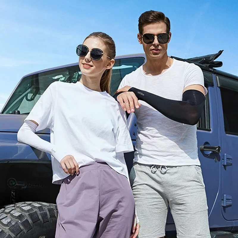 

Sun Protection Summer Ice Sleeves Riding Driving Outdoor Arm Sleeves Arm Guards Thin Breathable Fingerless Free Size Unisex Hot