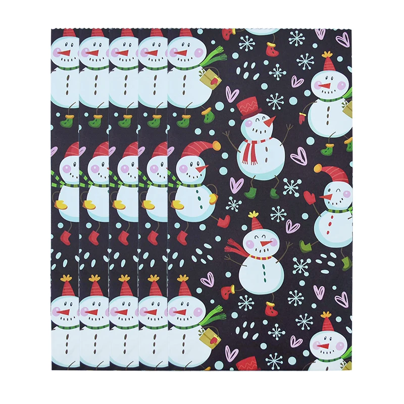 

5pcs 23cm Paper Package Bag Christmas Gift Wrapping Bags New Year Party Candy Cake Cookies Bag Pouch Snowflake Santa Pattern