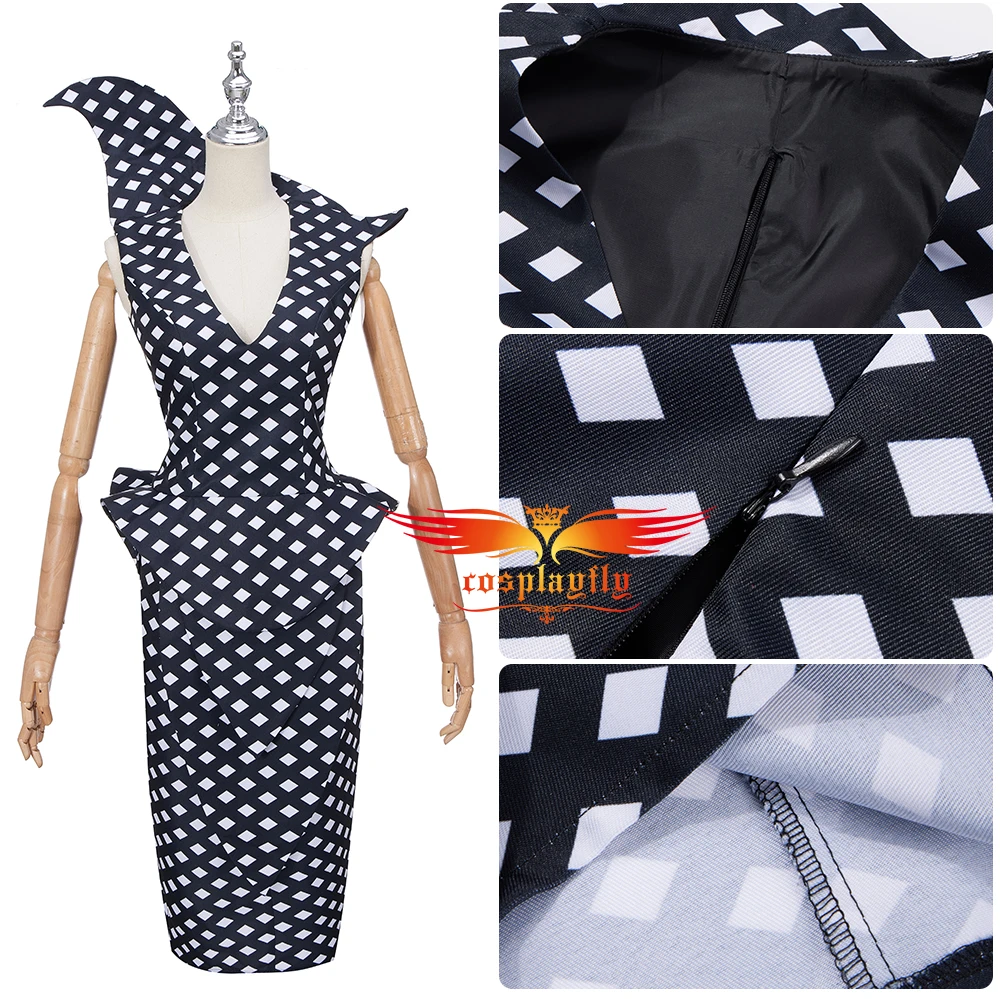Anime Coraline Cosplay Costume Adult Women Sexy V Neck Dress for Party Two Pieces Outfits Ruffles Top Polka Dots Skirt Halloween