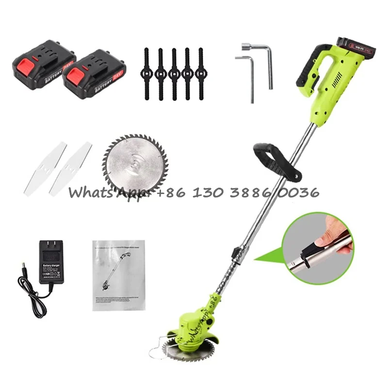 Portable Garden Cordless Lawn Mower Extendable Angle Adjustment Rechargeable Lithium Electric Grass Trimmer for Field Weed Plant