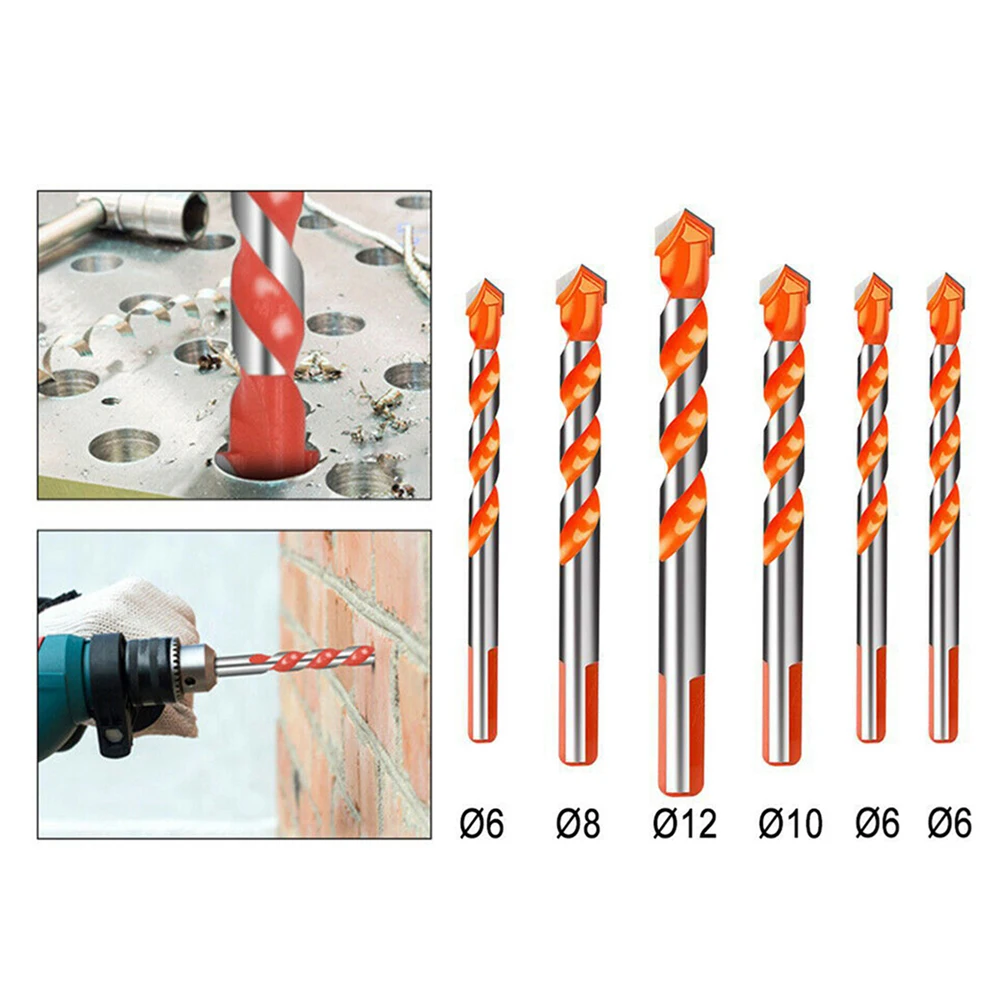 

6Pcs Multifunctional Construction Ceramic Triangle Drill Bit Ceramic Wall Glass Marble Punching Hole Power Tool Set
