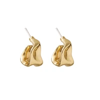new trend gold color geometric earrings for women girls 925 silver minimalist irregularity metal stud earrings fashion jewelry