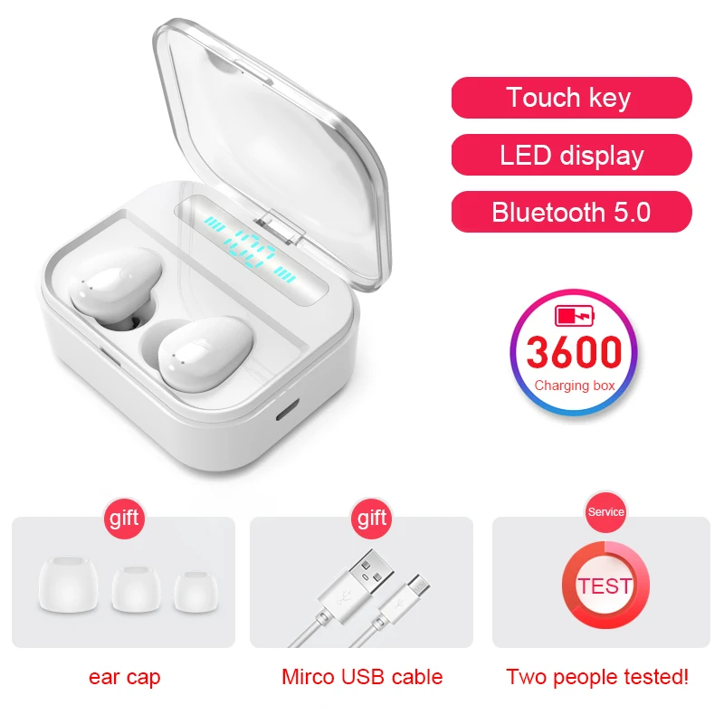 X7-White Сенсорные TWS, настоящие беспроводные наушники, Bluetooth наушники, водонепроницаемые головные уборы с 3600 мАч, Дополнительный внешний аккумулятор для iPhone, xiaomi, huawei - Цвет: X7-White
