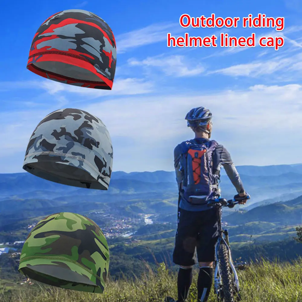 

Outdoor Cycling cap Moisture Wicking Cooling Dome Skull Cap Under Helmet Camouflage Beanie Inner Liner Riding Hat Free Size