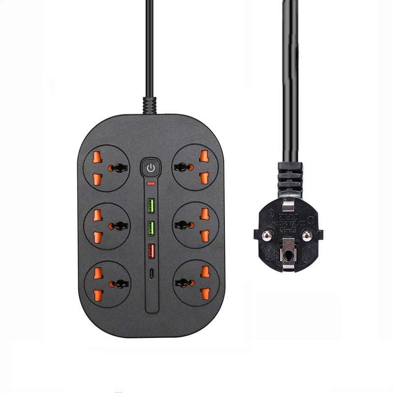 

Удлинитель сетевой с 4 USB-портами и поддержкой быстрой зарядки, 20 Вт, 3000 Вт