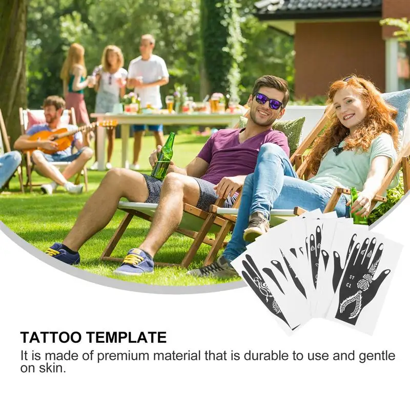 

6 Pairs Hands Tattoos Stencils Temporary Decorative Stencils Decals for Finger Face Flower Pattern Hollow Tattoos Templates