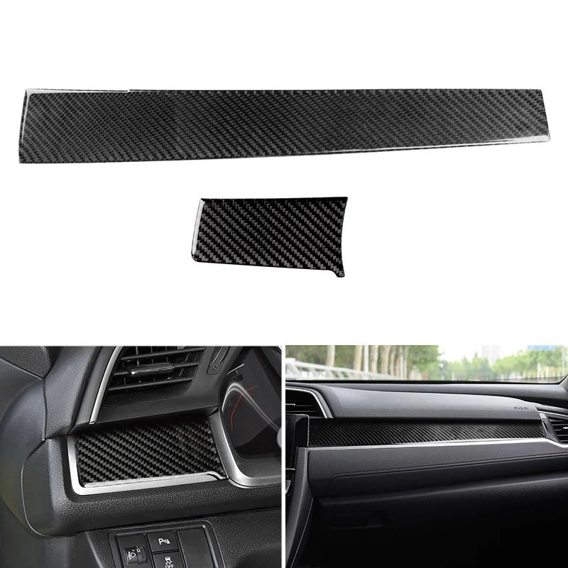 

Car Styling Real Carbon Fiber Left / Right Center Control Panel Cover Trim For Honda Civic 10th Gen 2016 2017 2018 2019