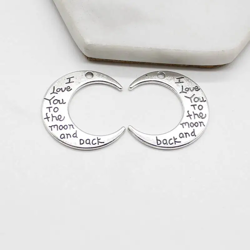 

5pcs antique silver moon Ilove you to the moon and back DIY jewelry accessories
