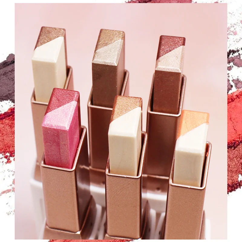 Двухцветные блестящие тени для век палочка матовые макияж водостойкие