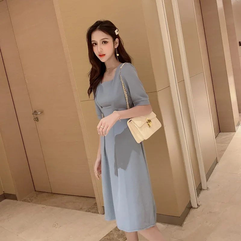 Однотонное платье для женщин Летние Стильные удобные милые повседневные чистые