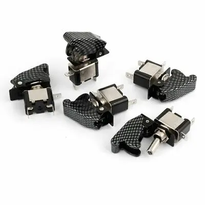 

Car Boat SPST Blue LED Light Carbon Fiber 12V 20A Toggle ON/OFF Switch 5 Pcs