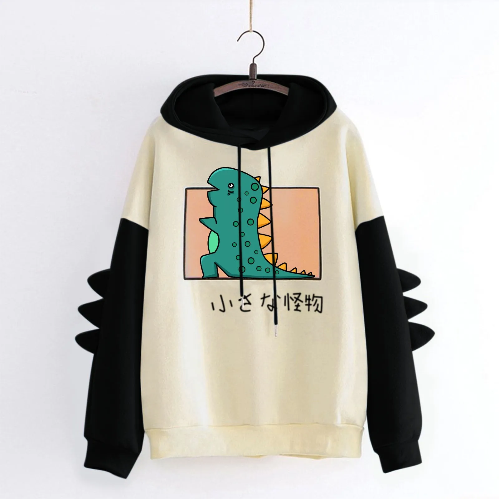 Women Casual Fashion Hoodie Loose Dinosaur Print Sweatshirt Pullover Tops Streetwear Women Oversized Hoodies Moletom Feminino