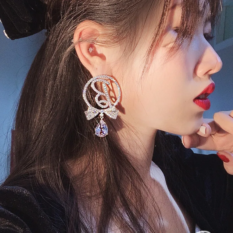 

Delicate Bow Dangle Earrings Luxury Design Butterfly Earrings for Women 2021 Jewelry Accessories for Women Glittering Charm Girl