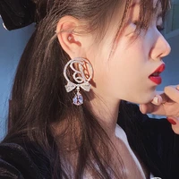 delicate bow dangle earrings luxury design butterfly earrings for women 2021 jewelry accessories for women glittering charm girl