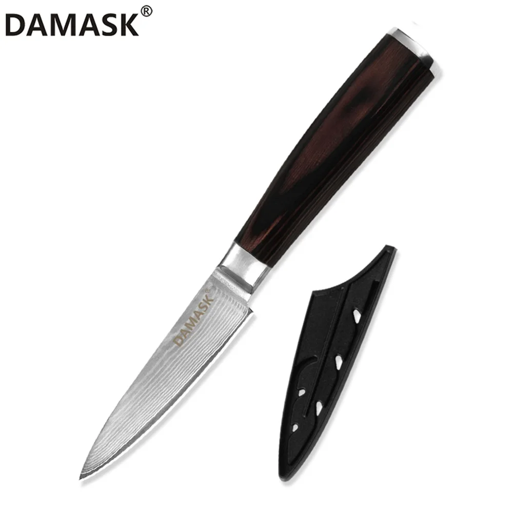 3.5 inch Paring Дамасские Ножи 5 дюймов Многофункциональный кухонный нож с цветной деревянной ручкой 73 слоя VG10 японские Дамасские стальные ножи режущие инструменты - Цвет: 3.5 inch Paring