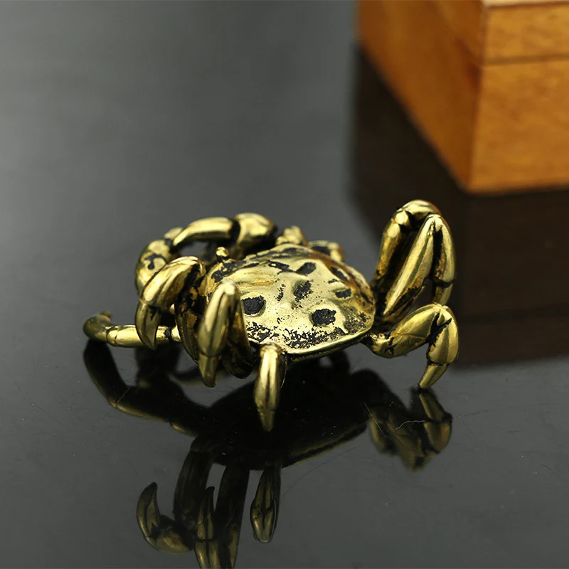 Чистый латунный орнамент твердый Краб винтажная чайная игрушка Настольный Декор
