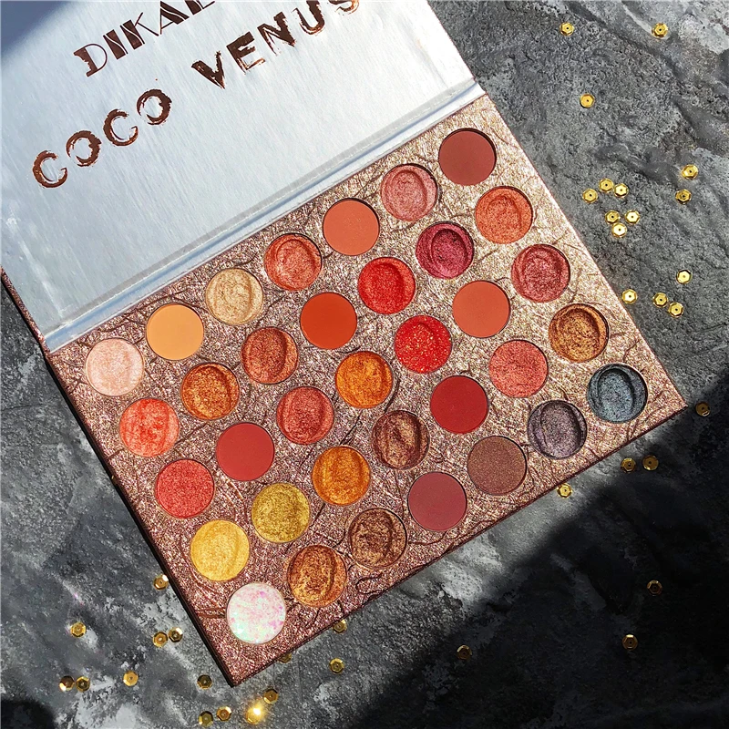 Coco Venus Eyeshadow Palette 35 Color Shimmer Matte Glitter Pallete Metallic Creamy Pigmented Nude Makeup |
