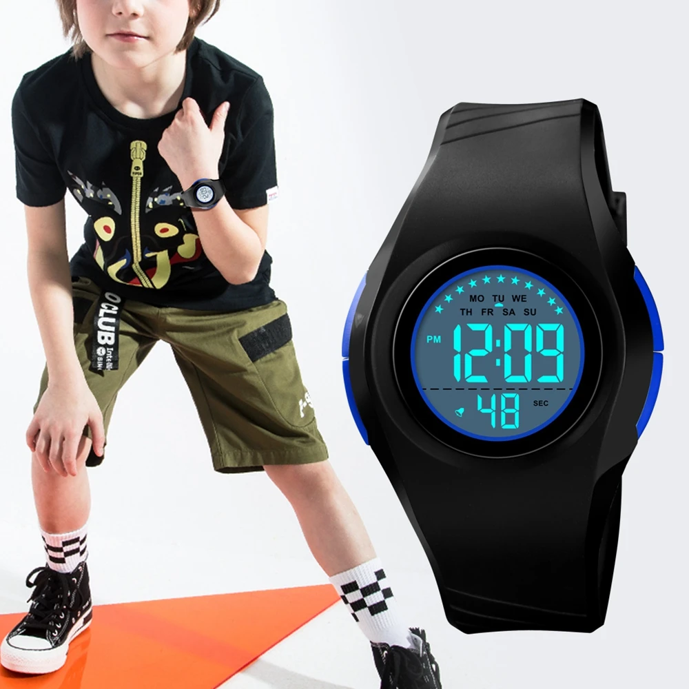 SKMEI Children Watch Boys Girls LED Digital Sports Watches Stop Luminous 5Bar Waterproof Kids Wristwatches Gift for kid | Наручные часы