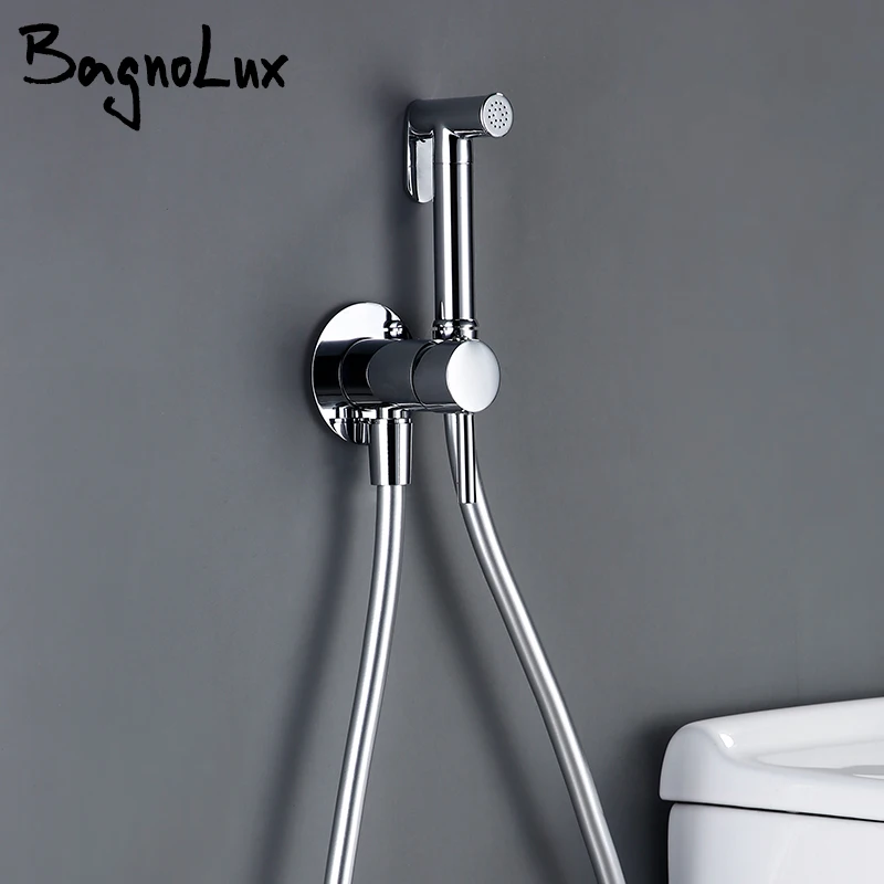 Chrome-plated Brass Hand-held Wall-mounted Hybrid Hot And Cold Water With Stand Bathroom kitchen Toilet Faucet Bidet Sprayer