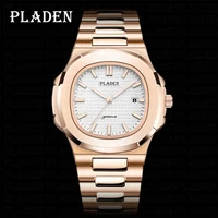 pladen fashion watches for men casual rose gold waterproof quartz clock luxury ultra thin automatic date watch relogio masculino