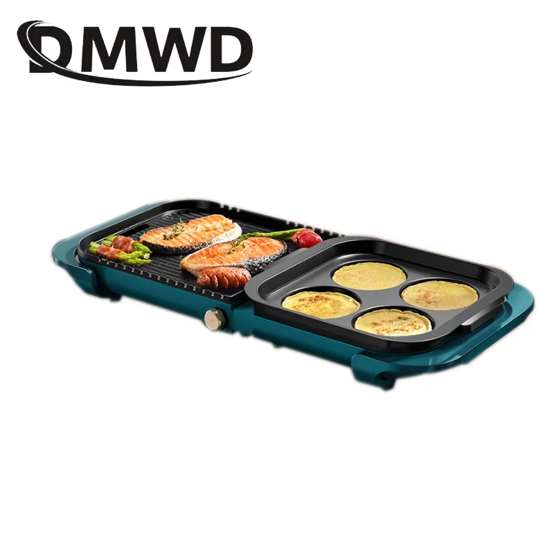 Купить Электрический гриль 2 в 1 с функциями гриль для дома, барбекю, двойной вкус, Бездымная плоская антипригарная сковорода для барбекю, омлета
