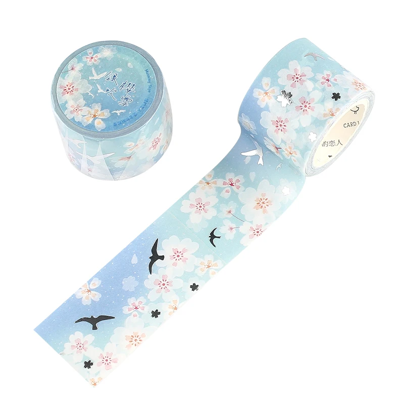 

Cute Cherry Blossom cat Gold Foil Washi Tape Japanese Masking Tape For Scrapbook Bullet Journal Planner Arts Crafts