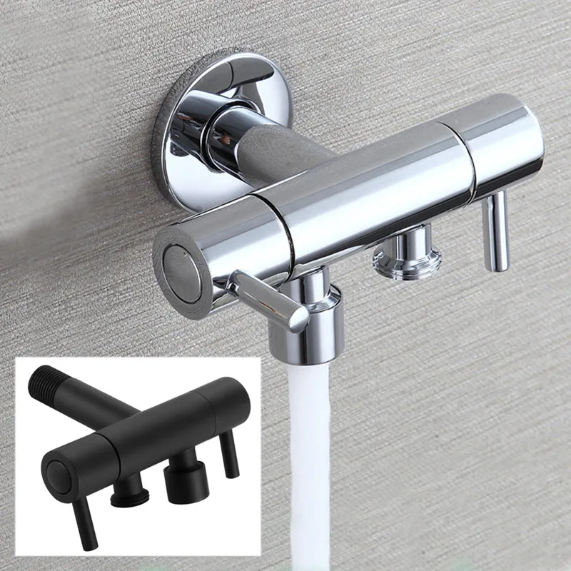 

Brass dual purpose one in two out Chrome Bibcock Single Cold Water Bathroom Faucet Rust And Corrosion Resistance Toilet Taps