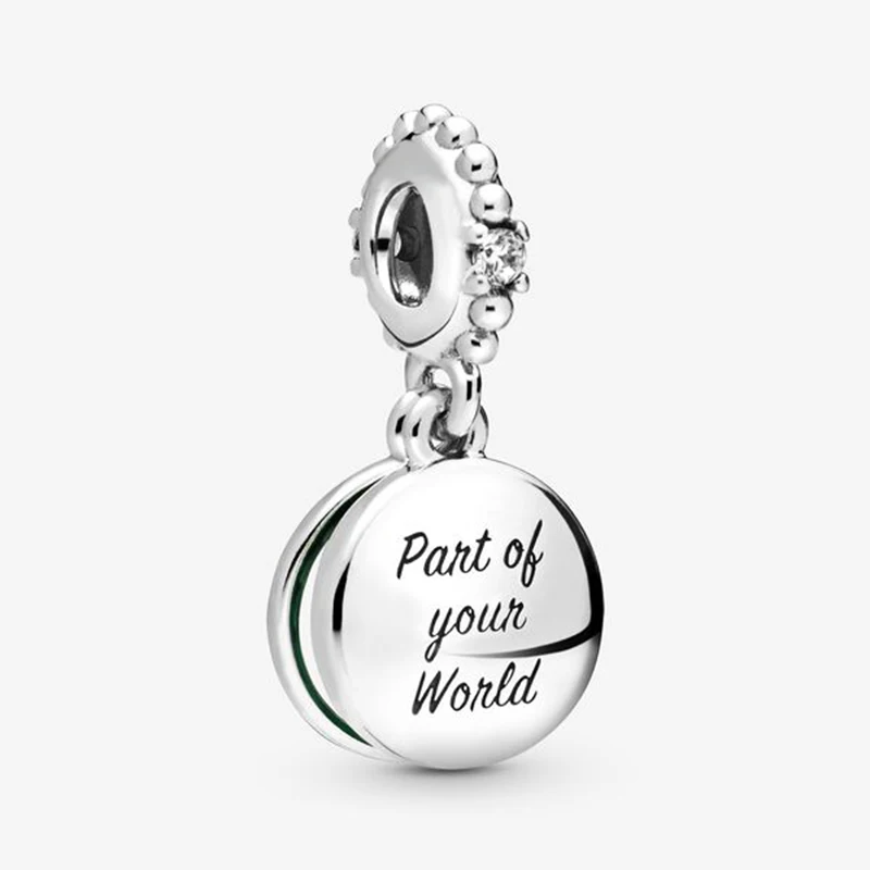 

New HOT 925 Sterling Silver Mermaid Dangle Charm Green Beads Fit Original Pandora Bracelet Pendant Necklace Jewelry Gift