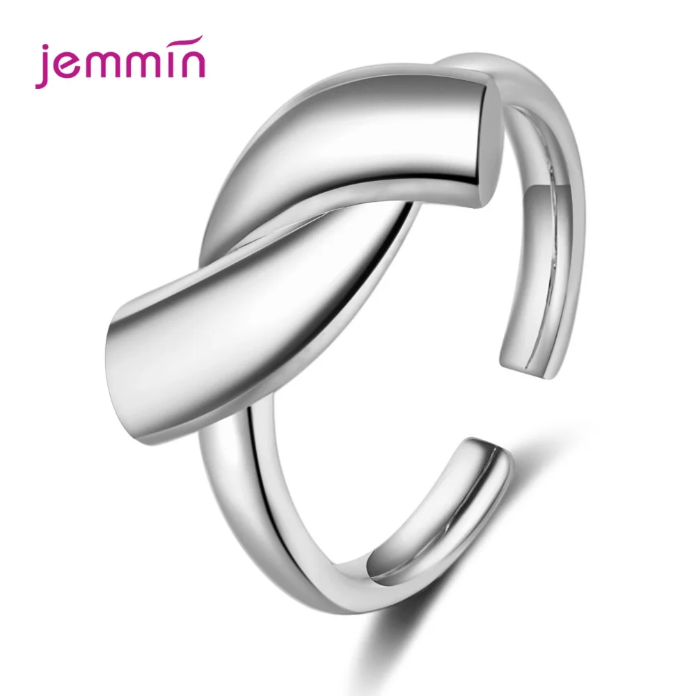 

Simple Style Trendy Opening Finger Rings For Women Bridal Wedding Engagement Jewelry Genuine 925 Sterling Silver Resizable Rings
