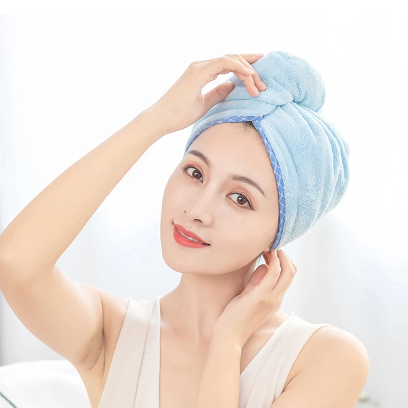 Женское полотенце для сушки волос из микрофибры однотонное быстросохнущее