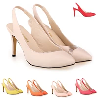 women pumps pointed toe shoes thin heels wedding party girl high sole nude color big size