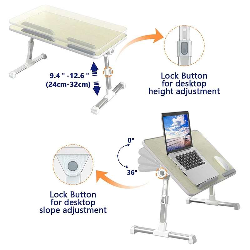 

Foldable Laptop Desk Multi-Angle Adjustment Liftable Portable Standing Bed Laptop Desk Study Desk