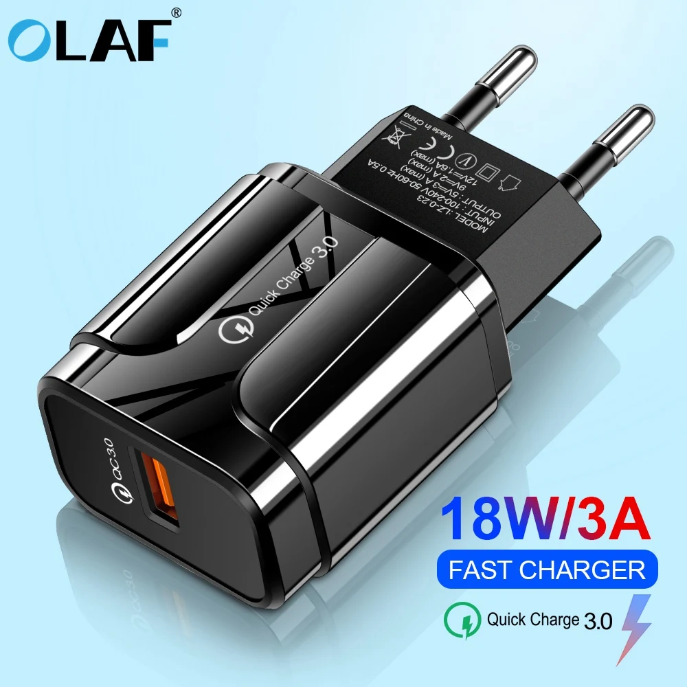 Олаф, зарядное устройство для мобильного телефона, быстрая зарядка QC 3,0 4,0 18 Вт, быстрое зарядное устройство, штепсельная вилка европейского и американского стандарта, настенное USB зарядное устройство для iPhone, samsung, Xiaomi