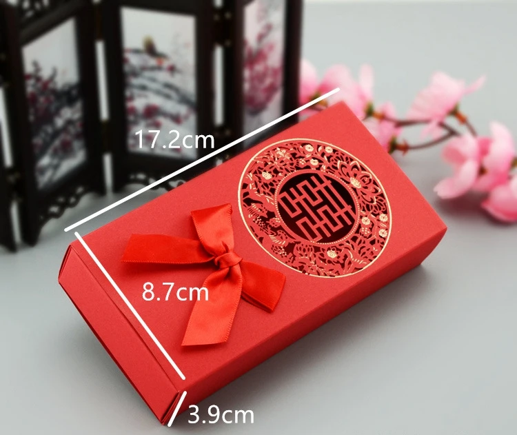 100 шт. в китайском азиатском стиле красная коробка с двойным счастье для свадьбы