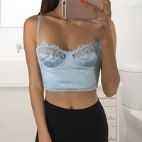 lady camisole summer casual tops sexy vest retro mini lace ruffle edge print short tops indoor homewear woman camisole