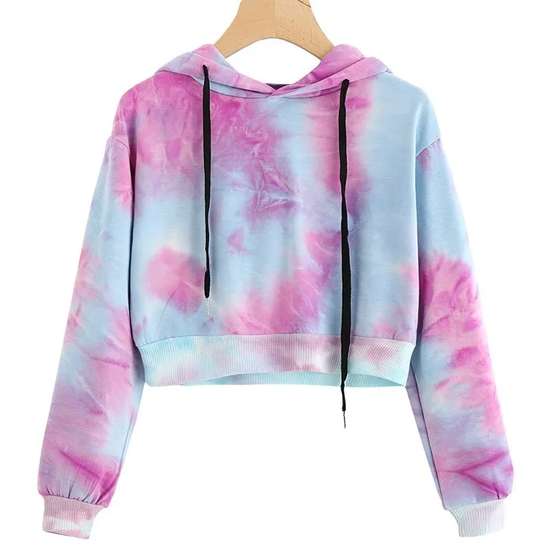 

2020 Tie Dye Hoodies Women's Sweatshirt Harajuku Hooded Sweatshirt Female Clothing Hoodies Streetwear Pullover Tops
