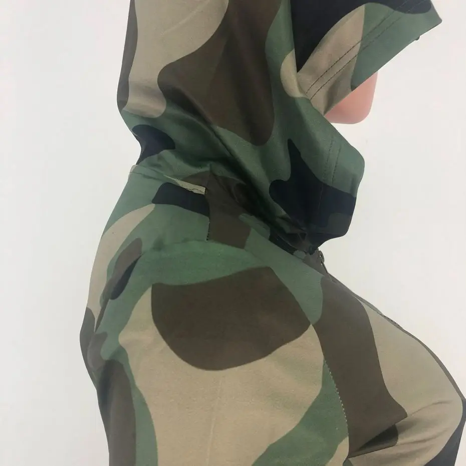Conjunto de Sudadera con capucha de camuflaje deportivo para mujer, chándal de dos piezas con cremallera, trajes a Juego de 2 piezas, Otoño e Invierno