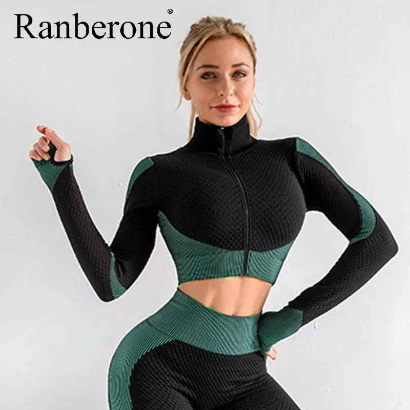 Sport Set Women Long Sleeve Top Leggings Sport Women Fitness High Waist Casual Sport Suit Women Tracksuit Set Gym Clothing 2020