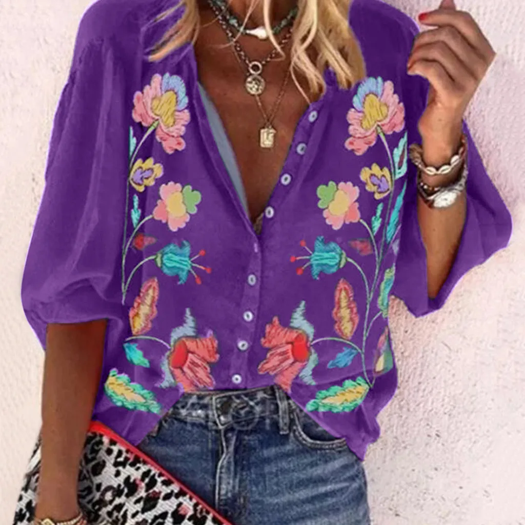 Рубашка женская с длинным рукавом Модный повседневный Свободный Топ на