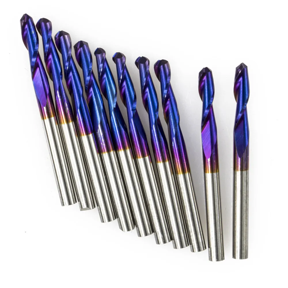 

10Pcs 3.175mm Shank 0.8x8mm Blue Coated Spiral Ball Nose End Mill CNC Milling Cutter Woodwork Wood Cutter Engraving Cutting Tool