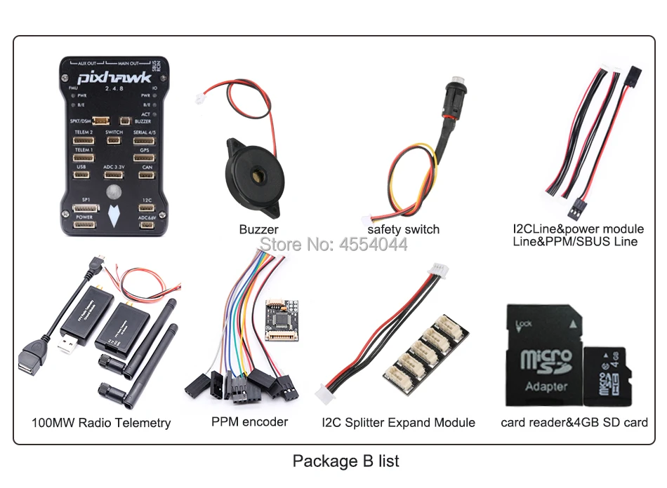 Pixhawk 2.4.8 PX4 PIX 32 бит Контроллер полета+ 3DR 100 мВт/500 МВт радиотелеметрия 433 МГц 915 МГц с 4 г SD переключатель безопасности зуммер PPM
