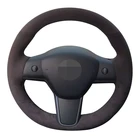 Противоскользящая черная замша из натуральной кожи для Tesla Model 3 2015-2020, модель Y 2019 2020, автомобильные аксессуары