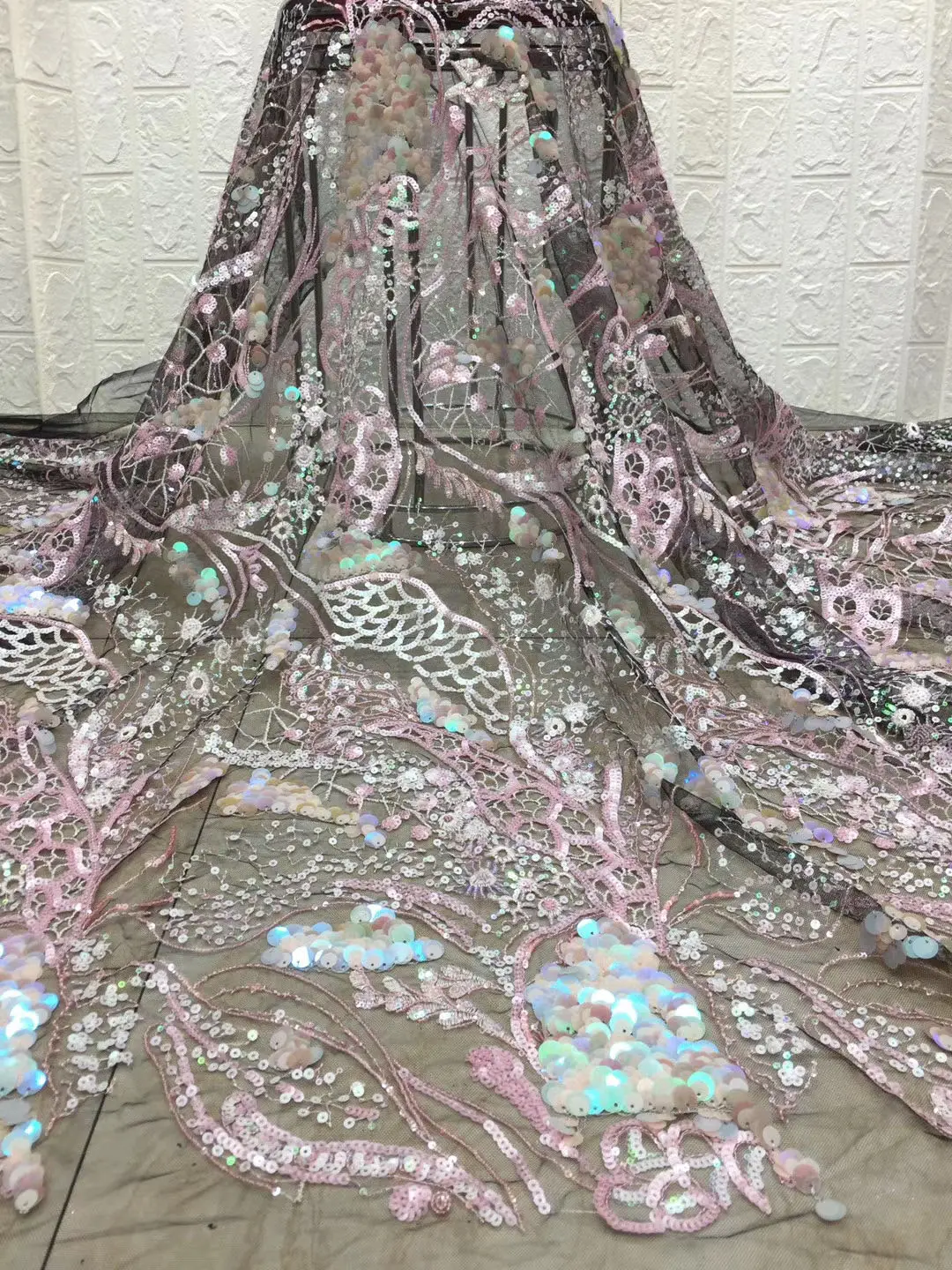 

Французская африканская кружевная ткань с блестками, Высококачественная кружевная вышивка для свадьбы 2022, нигерийская сетчатая кружевная ткань FJ40701