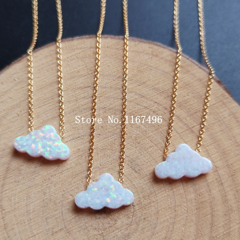 Ожерелье из серебра 100 пробы с синтетическим опалом в форме облака 7 3 шт./лот