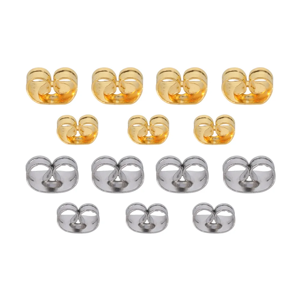 

100Pcs/Lot Stainless Steel Gold Color Butterfly Scrolls Ear Post For Jewelry Making DIY Blocked Caps Studs Earring Backs Stopper