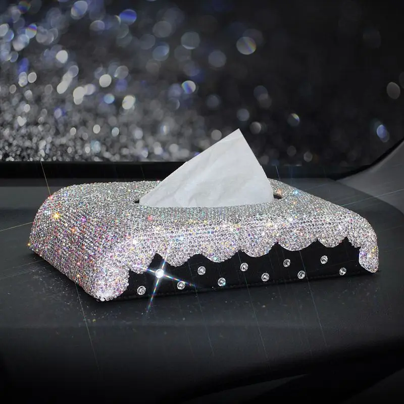 

Diamond-encrusted Car Seat Type Tissue Box, Car Decoration, Diamond Car Tissue Box Cover, Female Car Interior