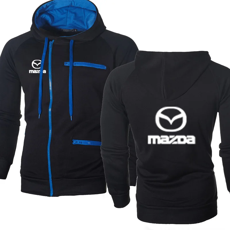 Мужские толстовки с капюшоном Mazda повседневные флисовые теплые длинным рукавом и