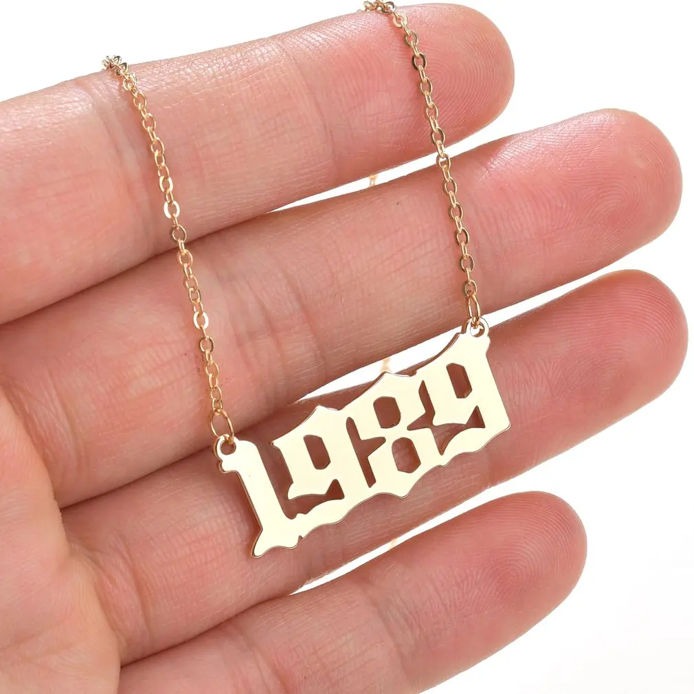 

1989-2000 Year Number Necklaces Stainless Steel Gold Color Custom Birth Year Pendant Necklaces Friends Gifts Wholesale