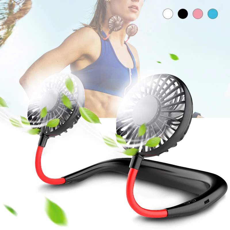 

Mini USB Portable Fan Hands-free Neck Fan Rechargeable Battery Small Portable Sports Fan 2000mA Desk Hand Air Conditioner cooler