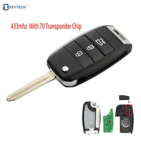 okeytech 3buttons 433mhz flip folding remote control car key for kia k3 sorento sportage 2013 2014 2015 with 70 transponder chip
